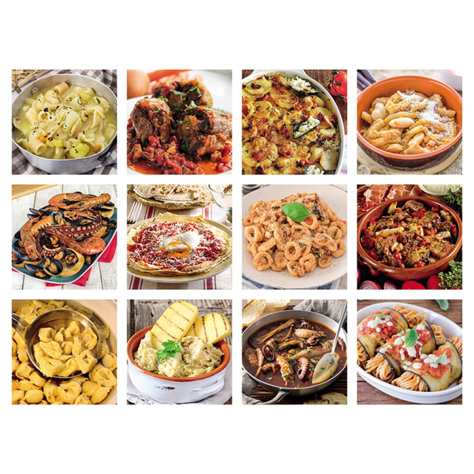 Calendario Silhouette Gastronomia 14x47  - Gadget.it - Calendario Mensile Illustrato Silhouette Gastronomia 14x47 cm