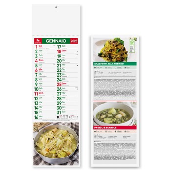 Calendario Silhouette Gastronomia 14x47  - Gadget.it - Calendario Mensile Illustrato Silhouette Gastronomia 14x47 cm