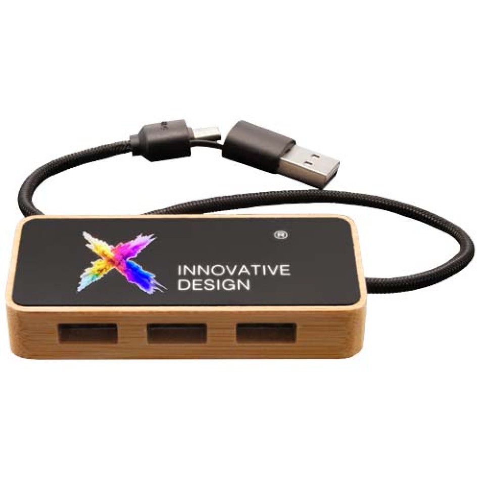 Hub USB 8 in 1 in legno con doppio ingresso e 6 porte SCX.design H21 - Gadget.it - 