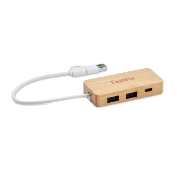 Hub USB a 3 porte in bamboo - HUBBAM - Gadget.it - 