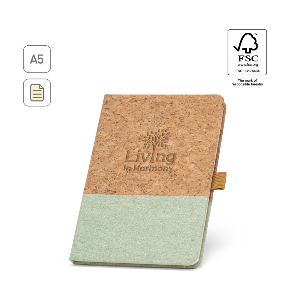 KLEE. Block notes A5 in sughero e lino con pagine a righe - Gadget.it - 