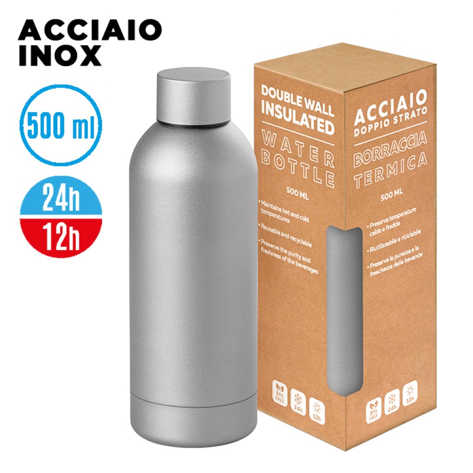 Borraccia in acciaio inox 500ml - METAMAT - Gadget.it - 