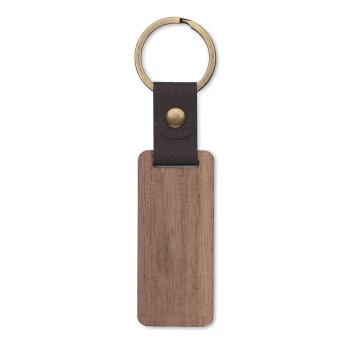 Portachiavi rettangolare in legno noce e PU - NAWKEY - Gadget.it - 