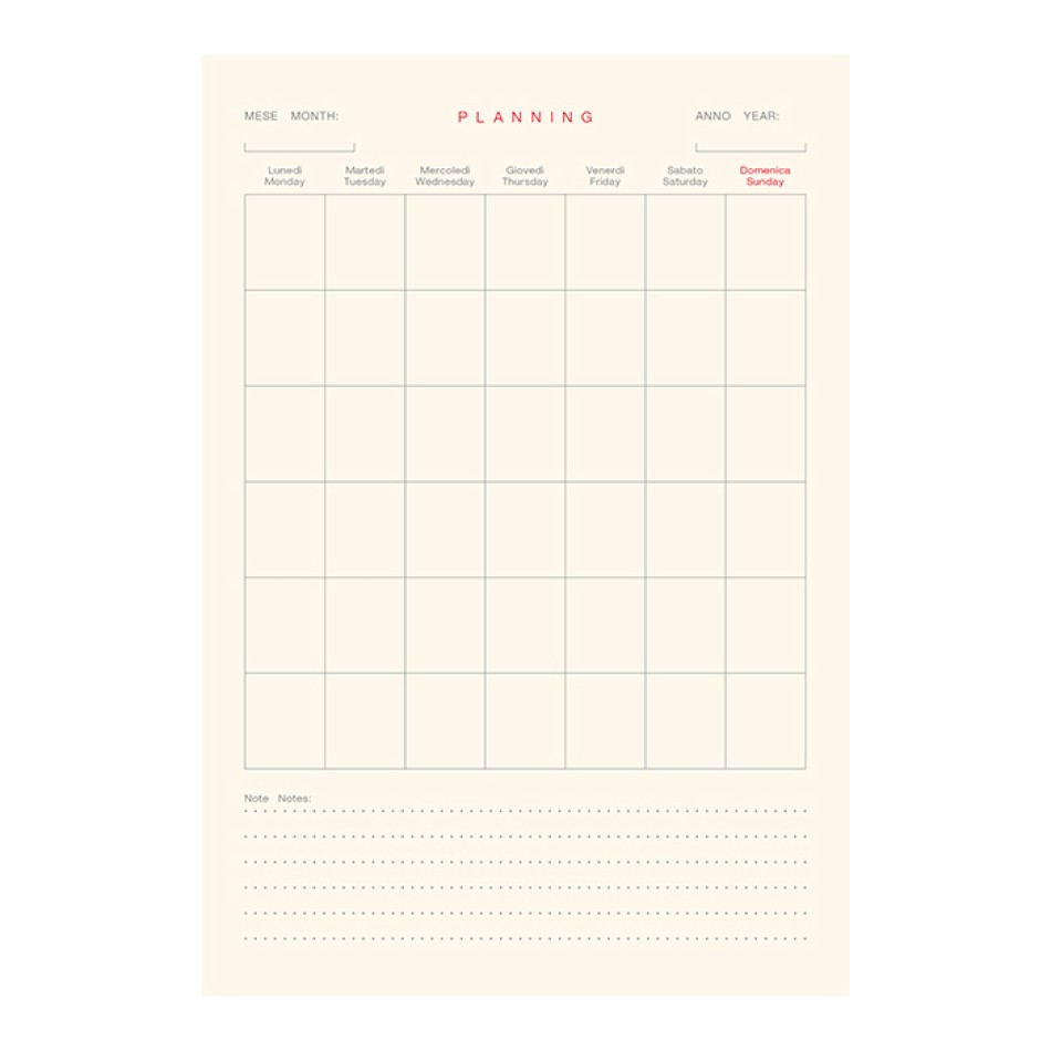 Notes Perpetuo A5 15x21  - Gadget.it - Notes Perpetuo A5 Multilingue con Planning e Chiusura a Elastico 15x21 cm