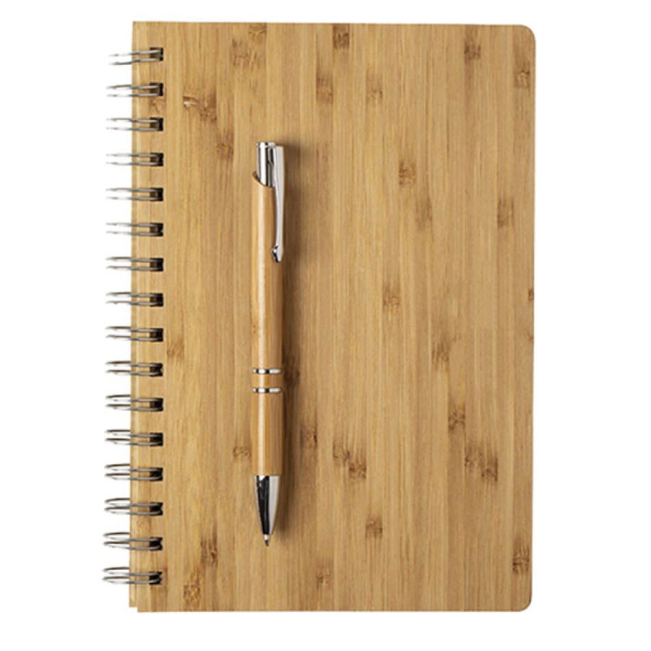 Parure notes righe e penna in bamboo - Gadget.it - 