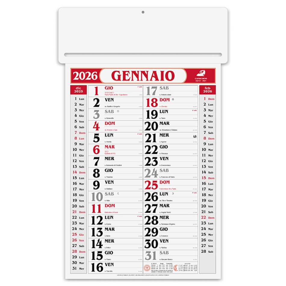Calendario Olandese 34,5x54,5  - Gadget.it - Calendario Olandese Mensile con Testata Rinforzata 34,5x54,5 cm 