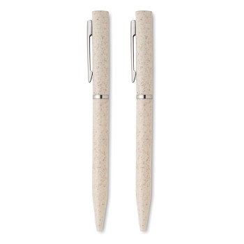 Set di penne in paglia refill blu e grafite - PEAT - Gadget.it - 