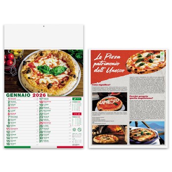 Calendario Pizza 30x47  - Gadget.it - Calendario Illustrato Mensile Pizza 30x47 cm 