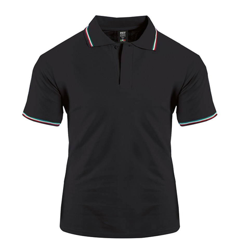 Polo Mezza Manica in Cotone con Profili Tricolore 180 g/m² - Gadget.it - 