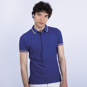 Polo Mezza Manica in Cotone con Profili Tricolore 180 g/m² - Gadget.it - 