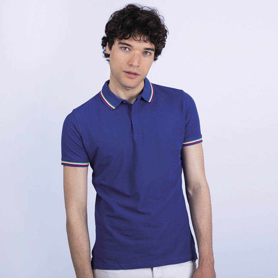 Polo Mezza Manica in Cotone con Profili Tricolore 180 g/m² - Gadget.it - 