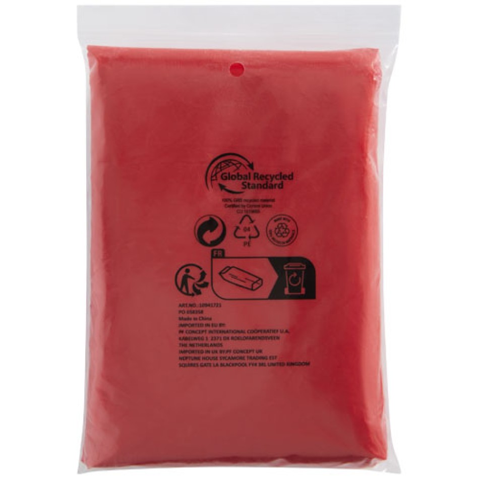 Poncho impermeabile monouso in materiale riciclato certificato GRS con custodia Mayan  - Gadget.it - 