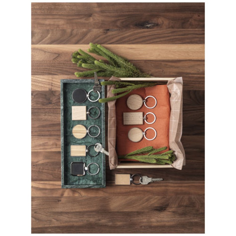 Portachiavi rettangolare in legno di faggio - MAURO - Gadget.it - 