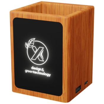 Portamatite in legno con logo luminoso e doppia uscita USB SCX.design O12 - Gadget.it - 