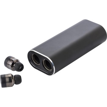 Power bank con auricolari wireless, in alluminio Letitia - Gadget.it - 