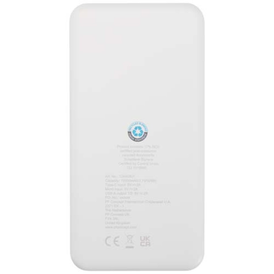 Power bank da 10.000 mAh e 10 W in plastica riciclata Intan - Gadget.it - 