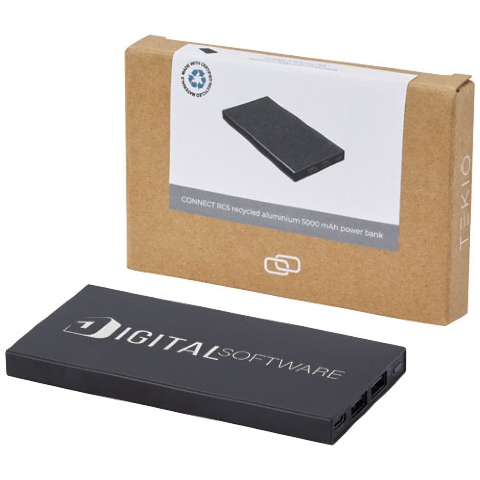 Power bank in alluminio riciclato da 5000 mAh Connect  - Gadget.it - 