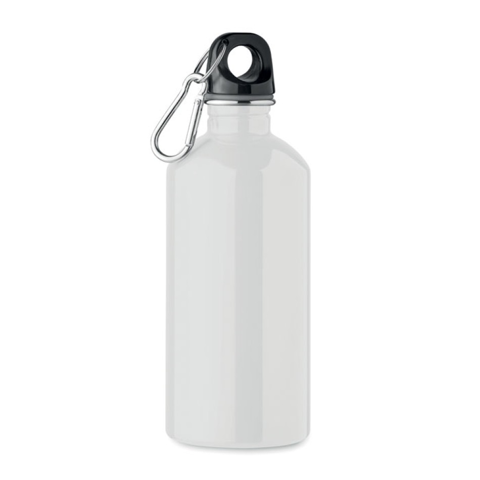 Bottiglia Personalizzata 500 ml in Acciaio Inox Riciclato con Moschettone e Sistema Antigoccia - Gadget.it - Bottiglia Personalizzata in Acciaio Inox Riciclato 500 ml con Moschettone