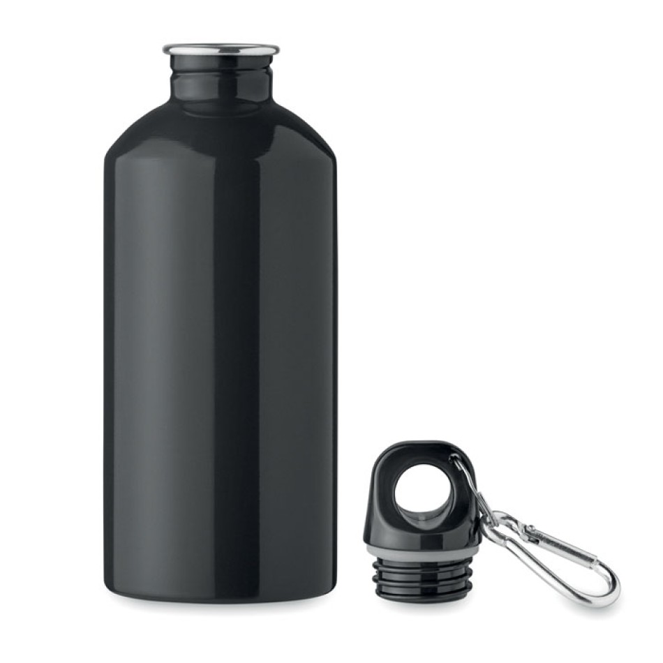 Bottiglia Personalizzata 500 ml in Acciaio Inox Riciclato con Moschettone e Sistema Antigoccia - Gadget.it - Bottiglia Personalizzata in Acciaio Inox Riciclato 500 ml con Moschettone