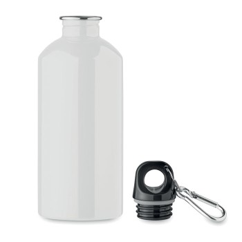 Bottiglia Personalizzata 500 ml in Acciaio Inox Riciclato con Moschettone e Sistema Antigoccia - Gadget.it - Bottiglia Personalizzata in Acciaio Inox Riciclato 500 ml con Moschettone