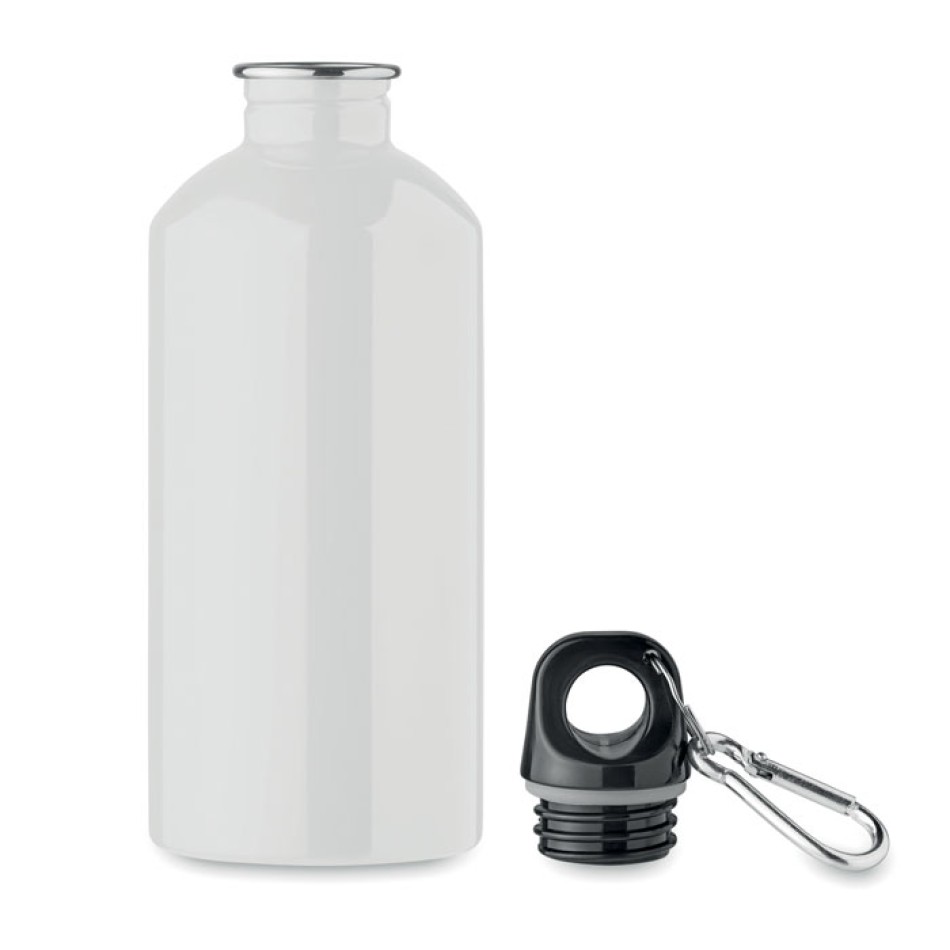 Bottiglia Personalizzata 500 ml in Acciaio Inox Riciclato con Moschettone e Sistema Antigoccia - Gadget.it - Bottiglia Personalizzata in Acciaio Inox Riciclato 500 ml con Moschettone