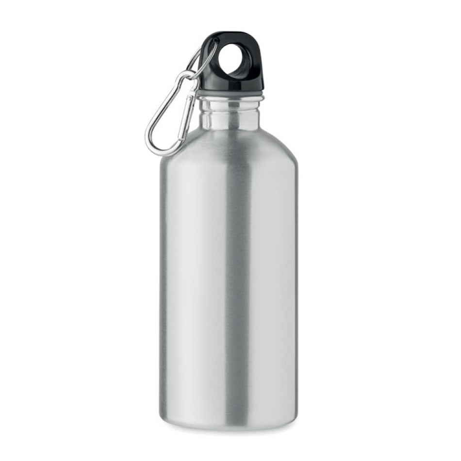 Bottiglia Personalizzata 500 ml in Acciaio Inox Riciclato con Moschettone e Sistema Antigoccia - Gadget.it - Bottiglia Personalizzata in Acciaio Inox Riciclato 500 ml con Moschettone