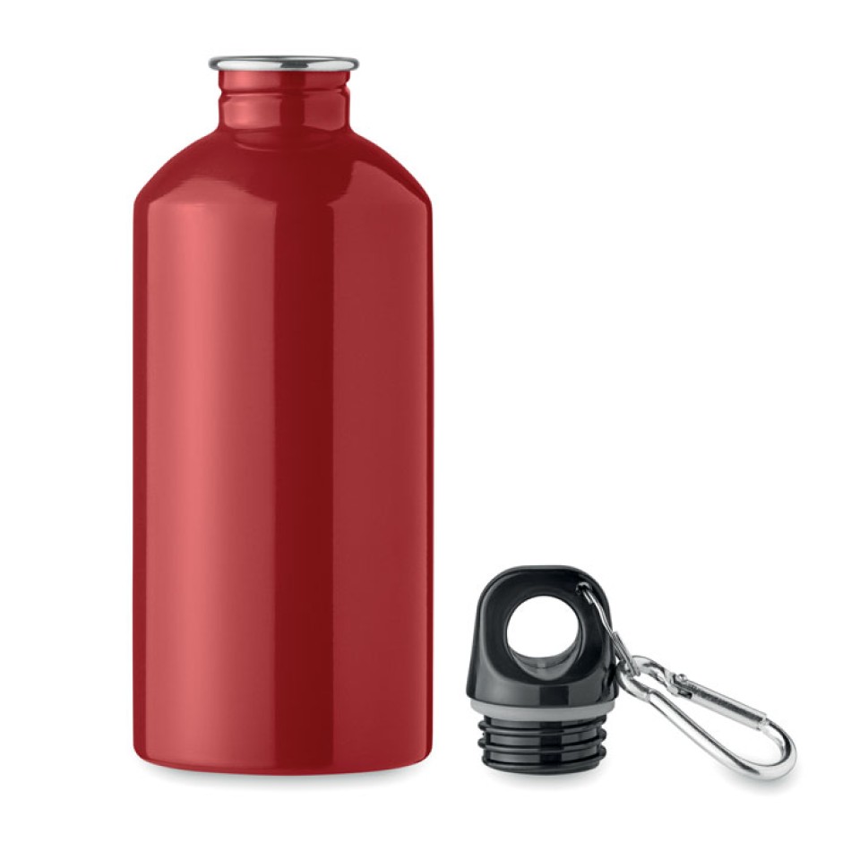 Bottiglia Personalizzata 500 ml in Acciaio Inox Riciclato con Moschettone e Sistema Antigoccia - Gadget.it - Bottiglia Personalizzata in Acciaio Inox Riciclato 500 ml con Moschettone