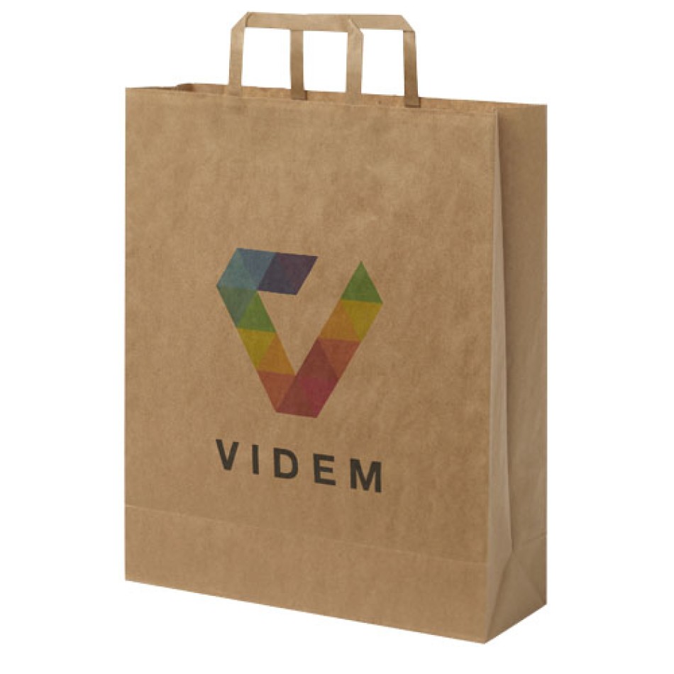 Sacchetto in carta kraft con manici piatti 32x12x40 cm  - GRANDE - Gadget.it - 