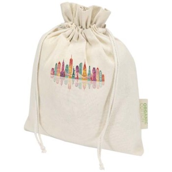 Sacchetto per confezione regalo in tessuto biologico da 140 g/m² certificato OCS, 30 x 25 cm Odisha - Gadget.it - 