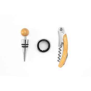 SAVORY. Set da vino in bambù e acciaio inossidabile - Gadget.it - 