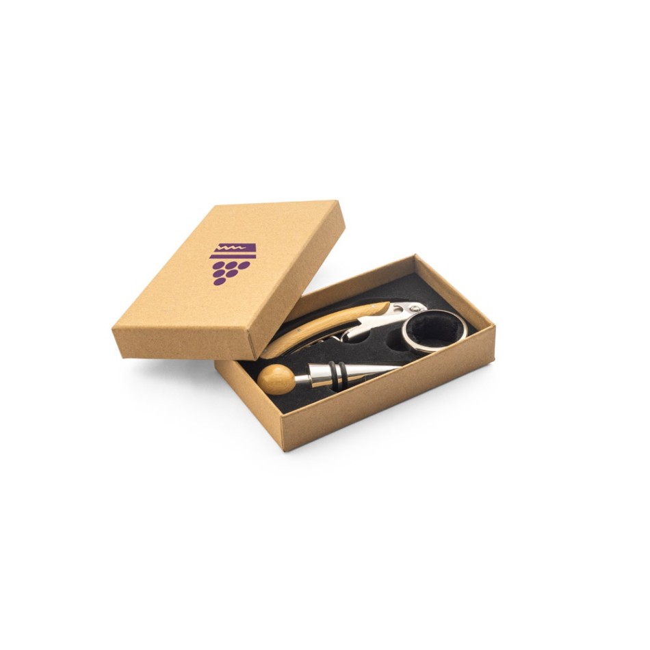 SAVORY. Set da vino in bambù e acciaio inossidabile - Gadget.it - 