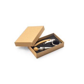 SAVORY. Set da vino in bambù e acciaio inossidabile - Gadget.it - 