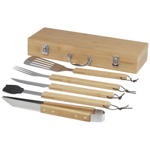 Set barbecue in bambù da 5 pezzi con confezione regalo - Gadget.it - 