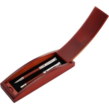 Parure penna a sfera e rollerball in legno - ROBIN - Gadget.it - 