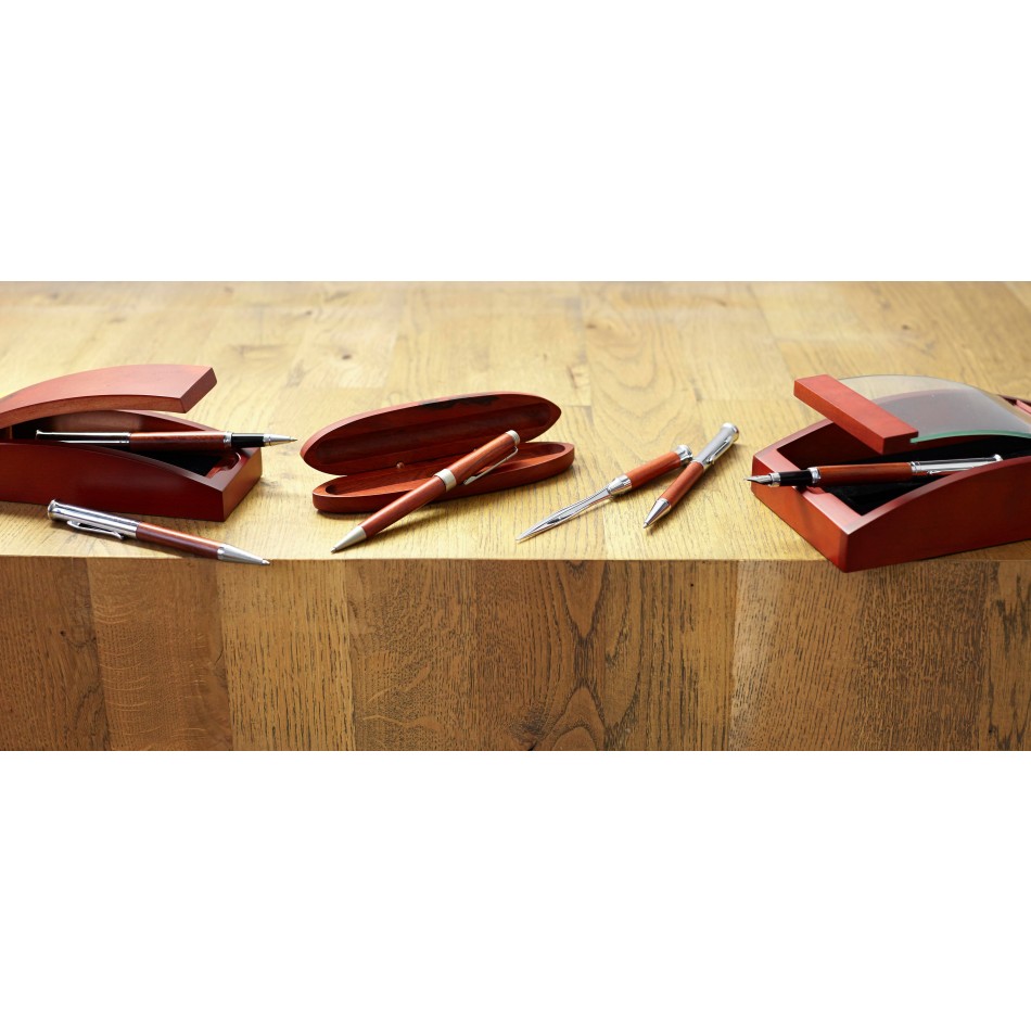 Parure penna a sfera e rollerball in legno - ROBIN - Gadget.it - 