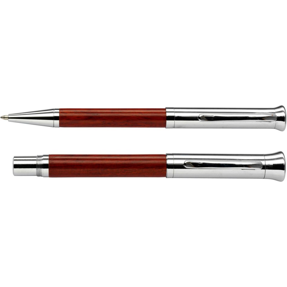 Parure penna a sfera e rollerball in legno - ROBIN - Gadget.it - 