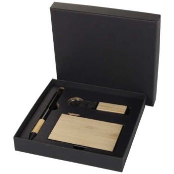 Set regalo con penna a sfera, portachiavi e portacarte RFID in alluminio riciclato certificato RCS Minka - Gadget.it - 