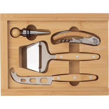 Set vino e formaggio in bamboo - PATRICK - Gadget.it - 