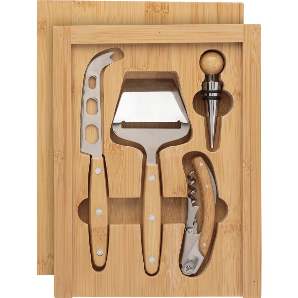Set vino e formaggio in bamboo - PATRICK - Gadget.it - 