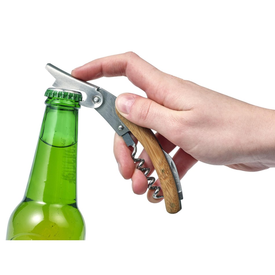 Set vino in bamboo ed acciaio inox - GARETH - Gadget.it - 