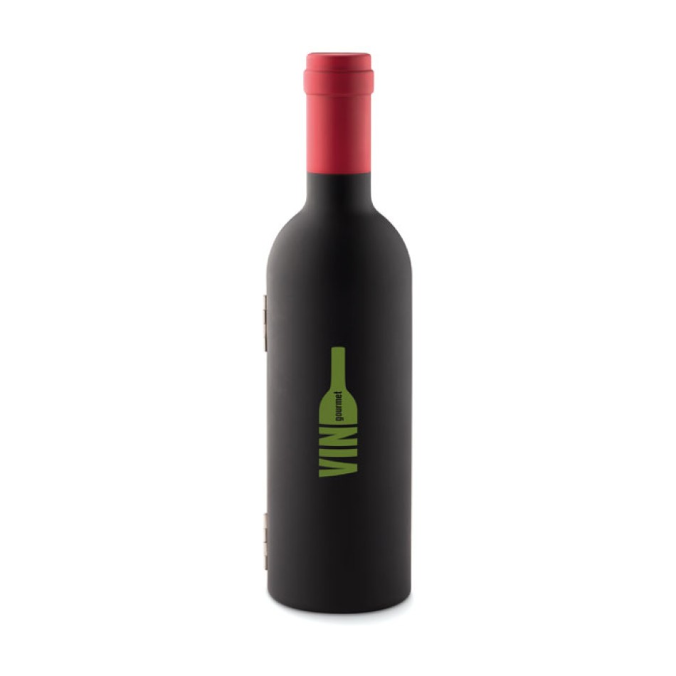 Set Vino in Confezione a Forma di Bottiglia con Chiusura Magnetica - Gadget.it - 