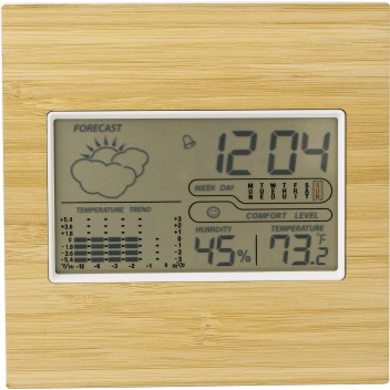 Stazione meteorologica bamboo, ABS, vetro - LIA - Gadget.it - 
