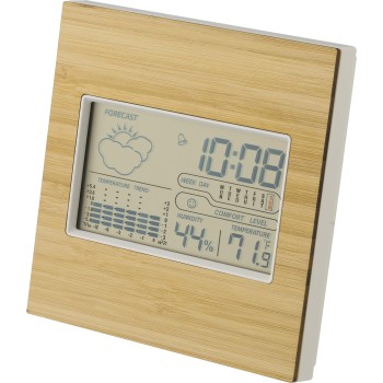 Stazione meteorologica bamboo, ABS, vetro - LIA - Gadget.it - 
