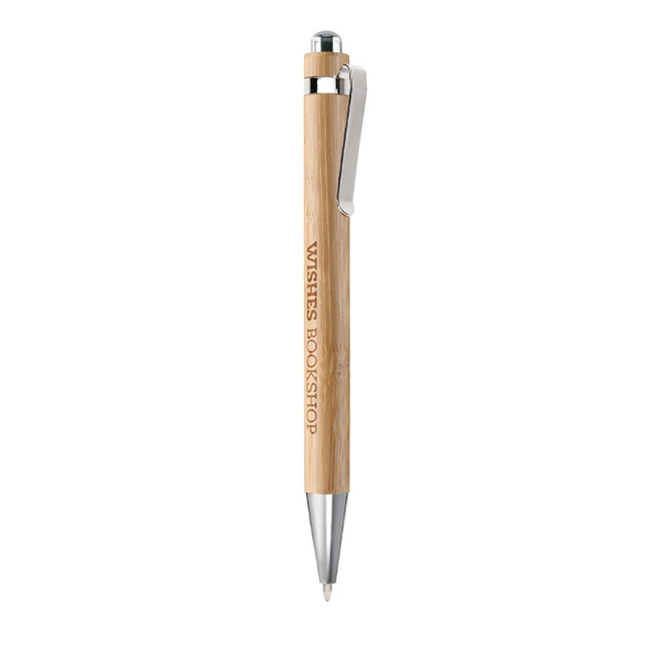 Penna a Sfera in Bambù FSC® personalizzabile con Finiture Cromate - Gadget.it - Penna a Sfera in Bambù FSC® 100% personalizzabile con Finiture Cromate