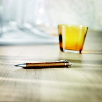 Penna a Sfera in Bambù FSC® personalizzabile con Finiture Cromate - Gadget.it - Penna a Sfera in Bambù FSC® 100% personalizzabile con Finiture Cromate