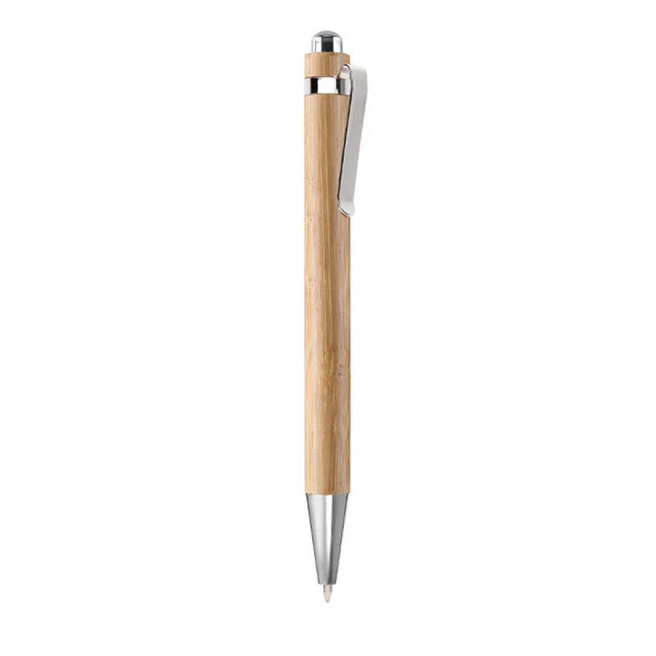 Penna a Sfera in Bambù FSC® personalizzabile con Finiture Cromate - Gadget.it - Penna a Sfera in Bambù FSC® 100% personalizzabile con Finiture Cromate