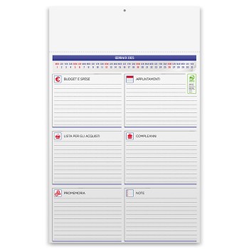 Calendario Olandese Colorato 30x47 - Gadget.it - Calendario Olandese Mensile Colorato con retro per appunti 30x47 cm 