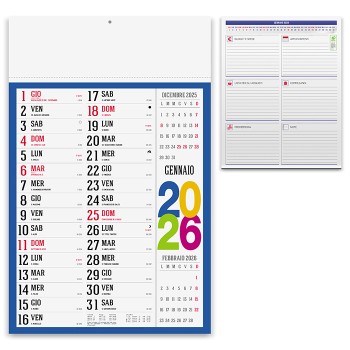 Calendario Olandese Colorato 30x47 - Gadget.it - Calendario Olandese Mensile Colorato con retro per appunti 30x47 cm 