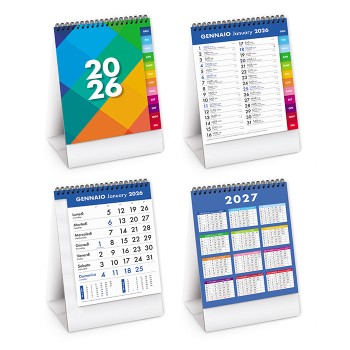 Calendario da tavolo Multicolore 12,5x19 - Gadget.it - Calendario da tavolo Multicolore Mensile Spiralato 12,5x19 cm 