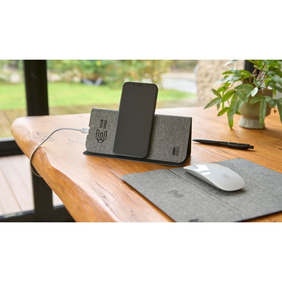 Tappetino per mouse rPET con caricatore rapido wireless Selene - Gadget.it - 